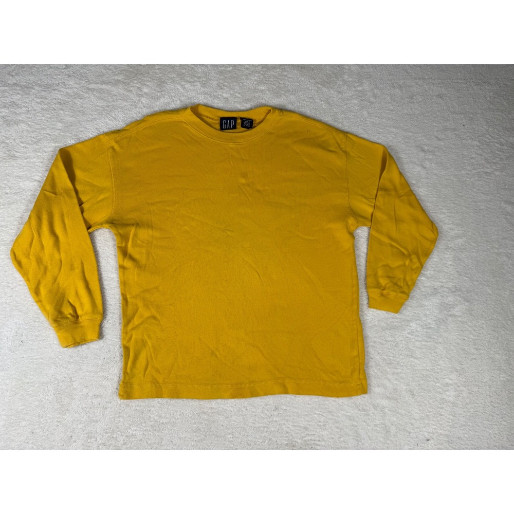 Gap Long Sleeve Shirt Kids Medium Yellow Vintage‎ 90s Ribbed Cotton Tee